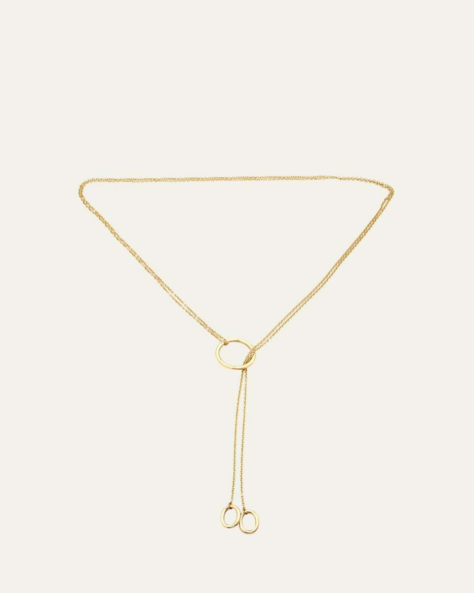 18K Yellow Gold Open Ring Chain Necklace